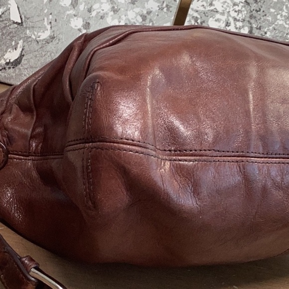 Hobo Brand Chic Brown Leather Hobo Bag with Scarf Accent, good used condition. - Picture 13 of 15